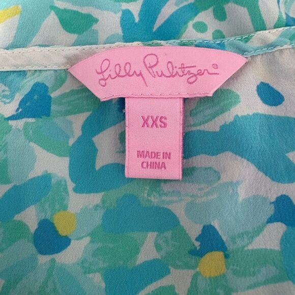 Lilly Pulitzer Sleeveless Silk Blouse Blue & White Size XXS - Picture 3 of 6